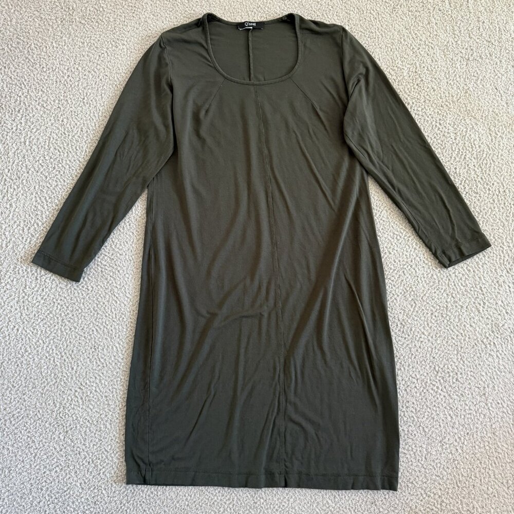 Q’neel Dress Long Sleeve Stretch‎ Pullover Midi Minimalist Casual